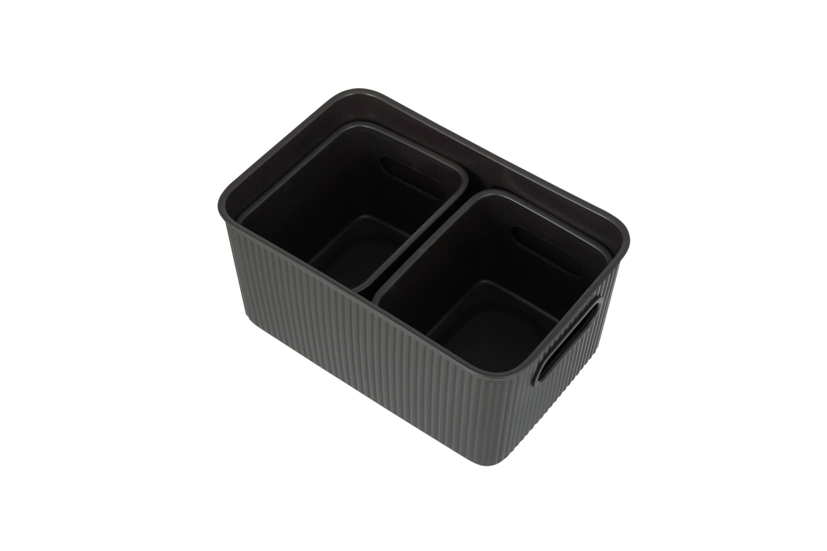 Set of 3 Ribbed Storage Bin Root Beer Brown