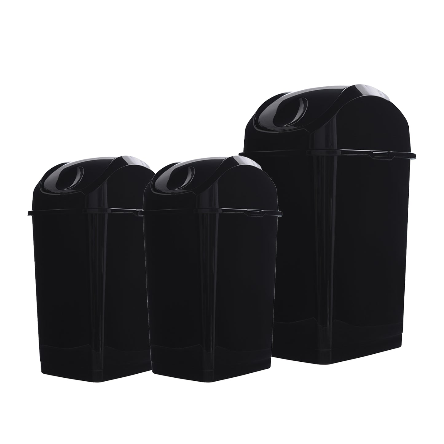 Swing Top Trash Can - Black (3 Pack) 5 Qt, 10 Qt