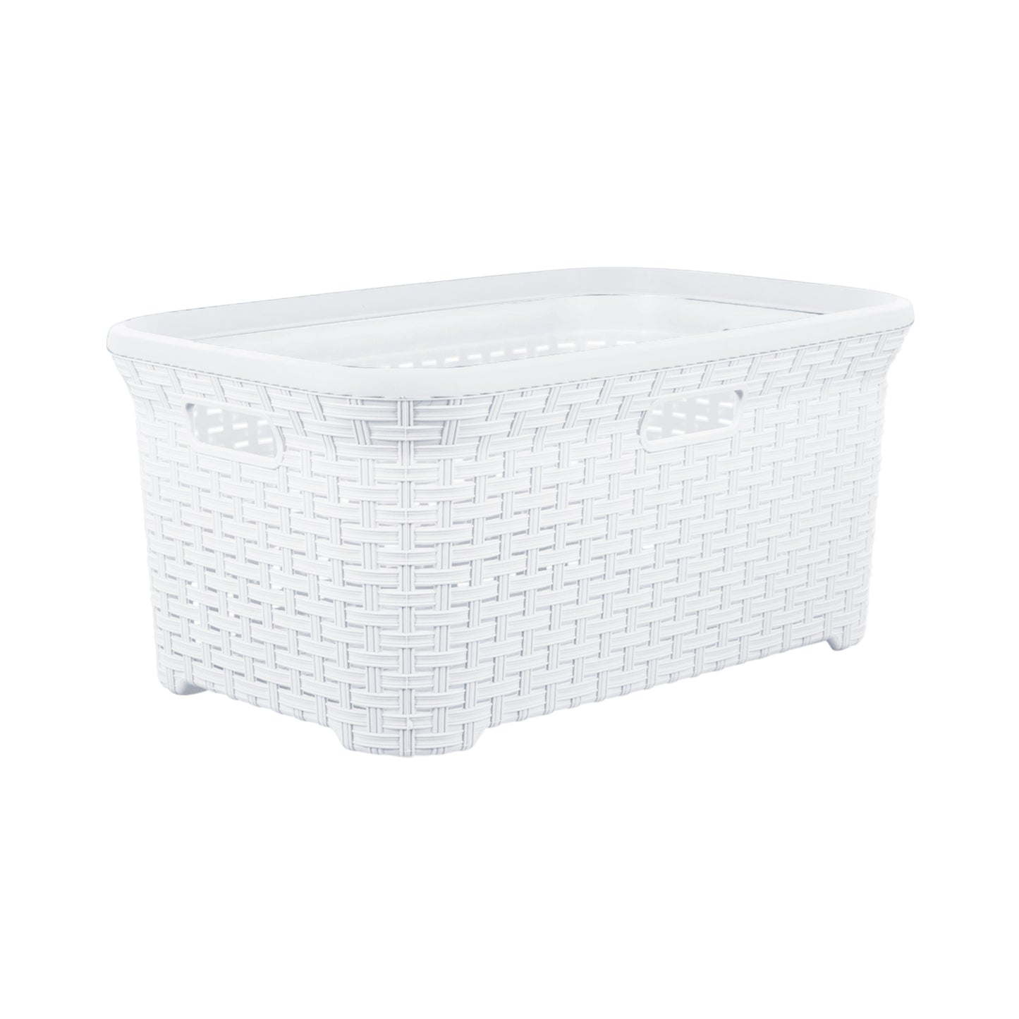 50-liter Wicker Style Laundry Basket with Cutout Handles.