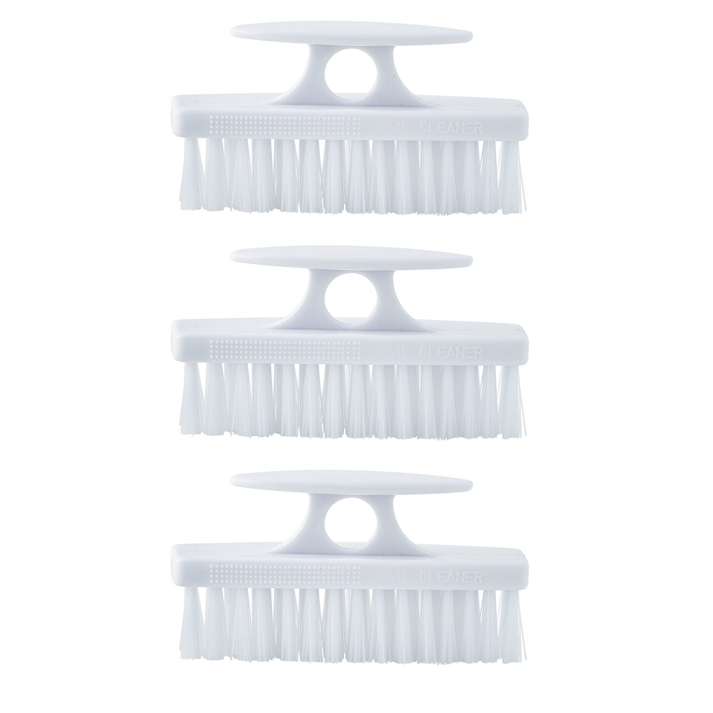 White Nail Brush with Handle 3-Pack.