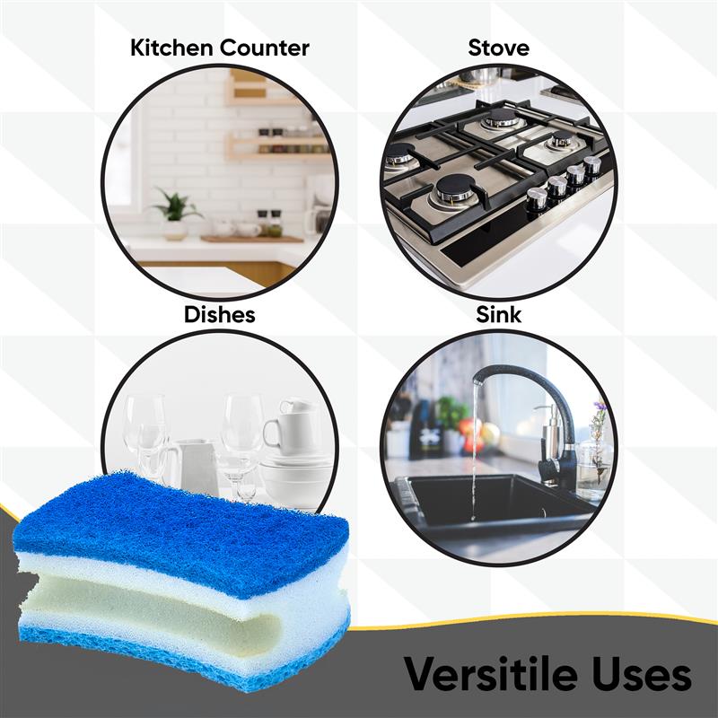 Scrub Sponge with Comfortable Grip, Red and Blue, 2-Pack