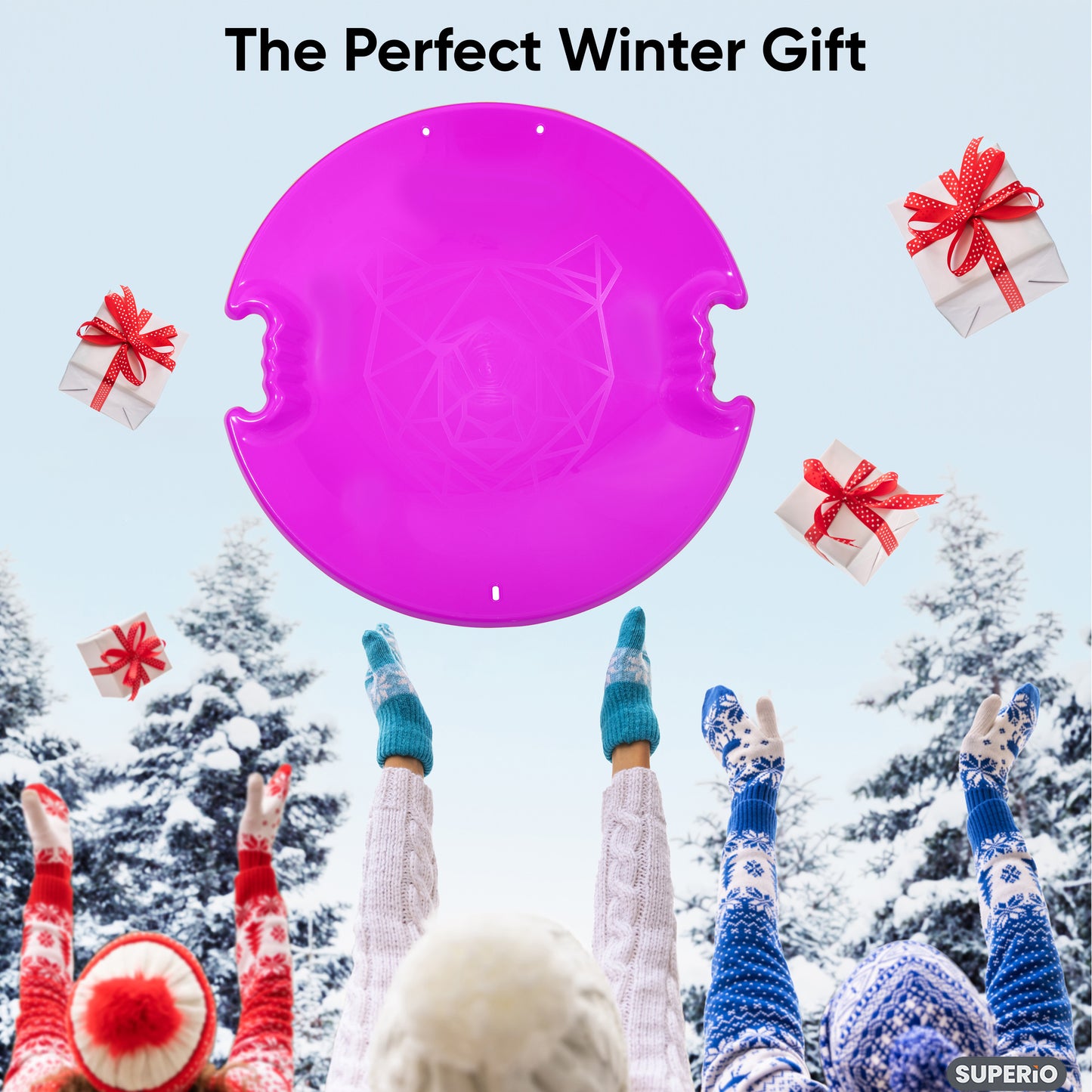 Superio Round Avalanche Snow Saucer Sled, 26:, Fuchsia Pink