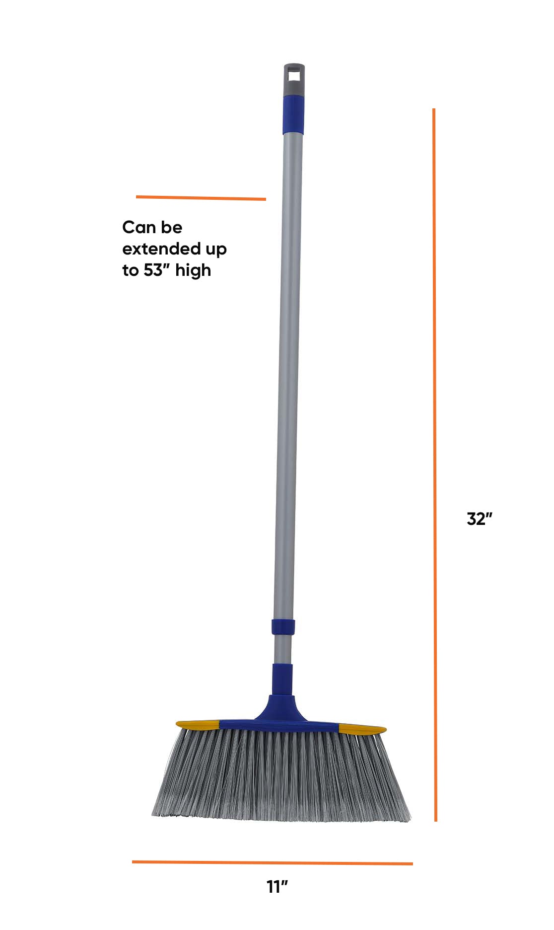 Slim Angle Broom with Telescopic Handle, Blue