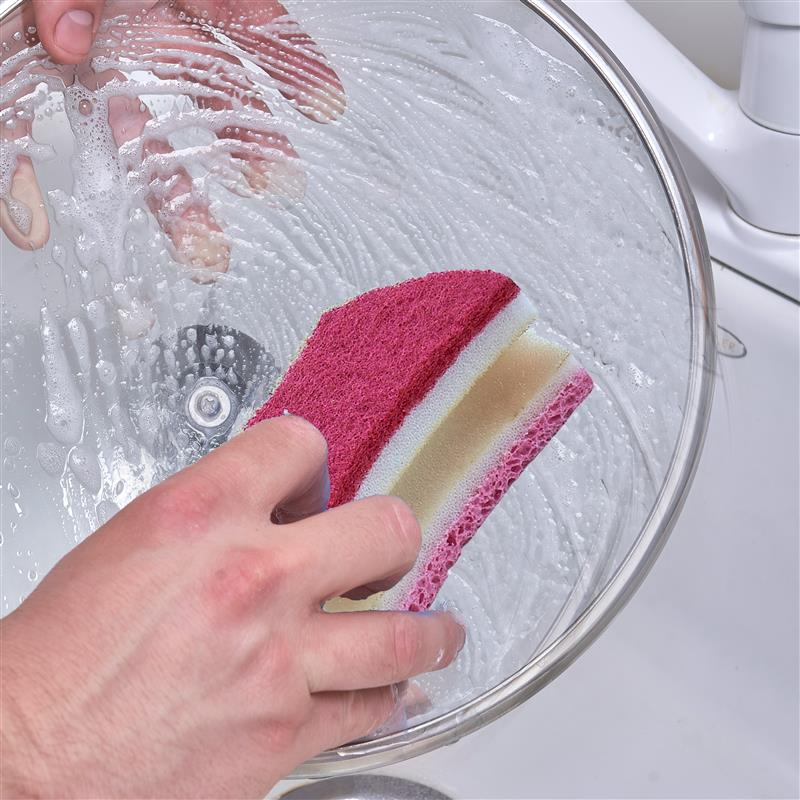 Scrub Sponge with Comfortable Grip, Red