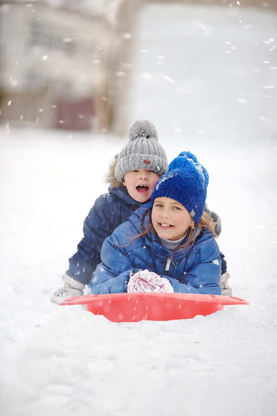Toboggan 2 Rider Snow Sled, Red