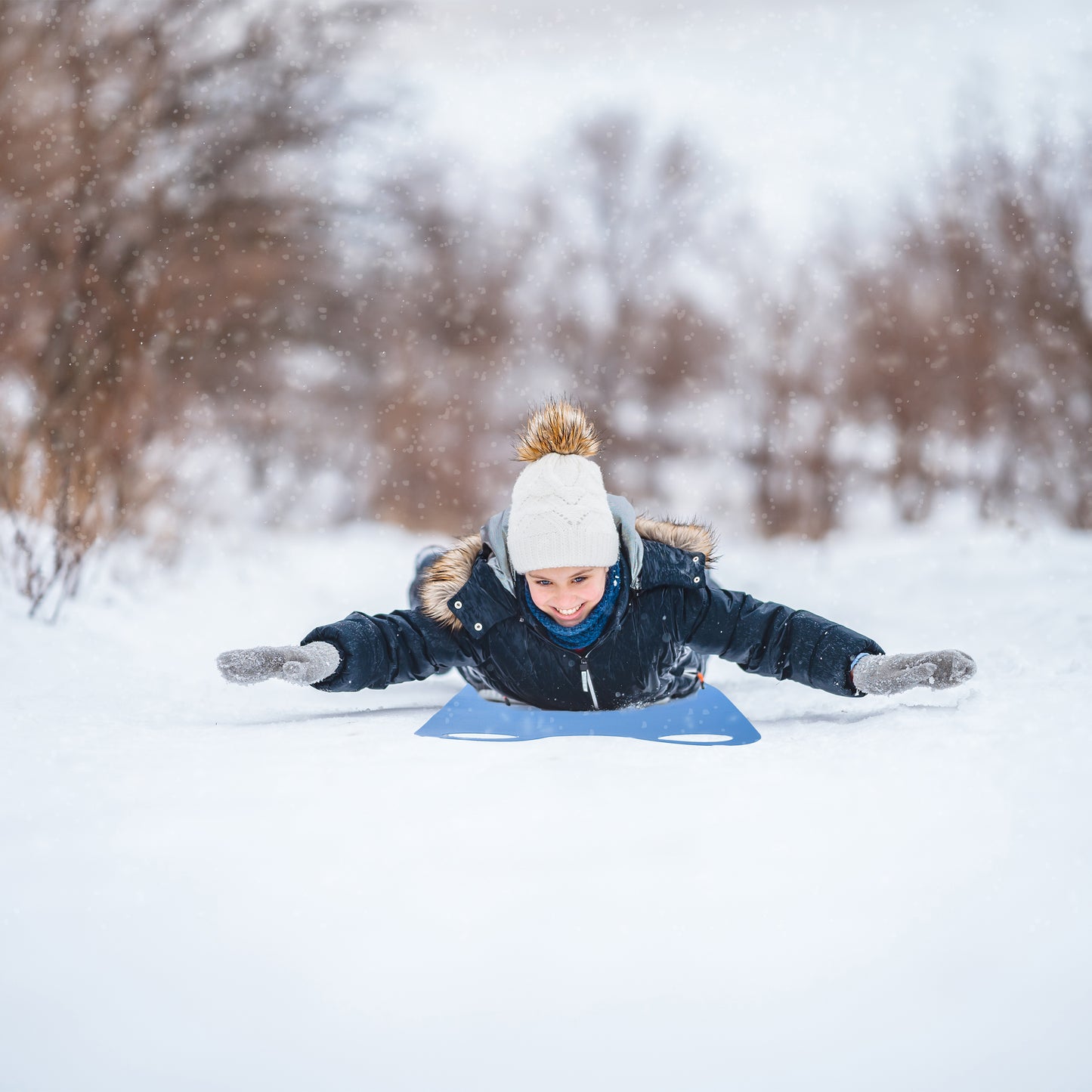 54" Roll Up Snow Sled for Kids and Adults - Blue