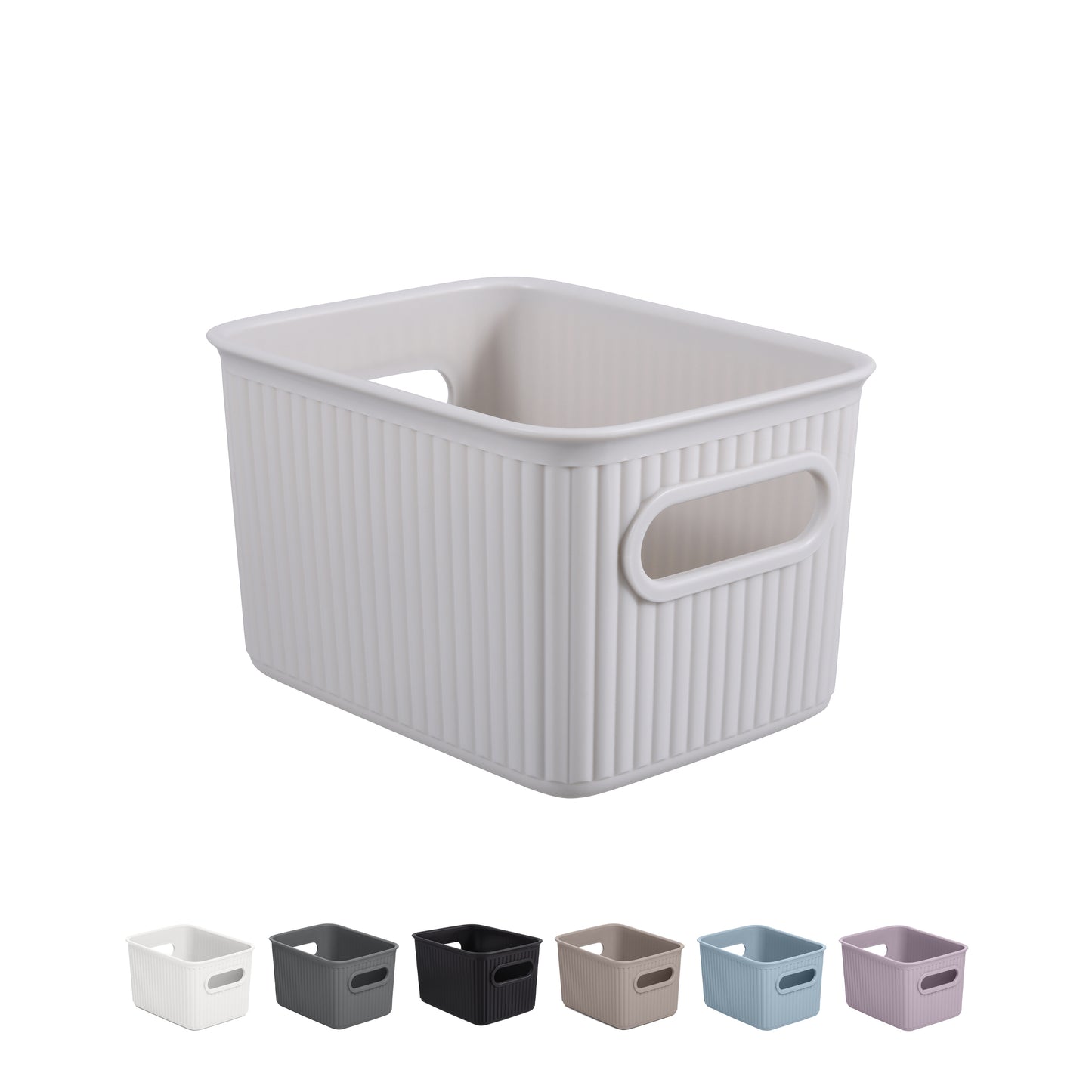 1.5 Liter Ribbed Storage Bin White Smoke