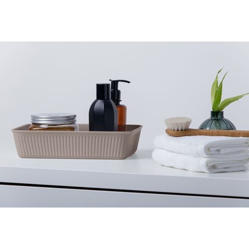 Set of 5 Ribbed Storage Bin Taupe