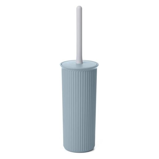 Ribbed Toilet Bowl Brush and Holder Stone Blue