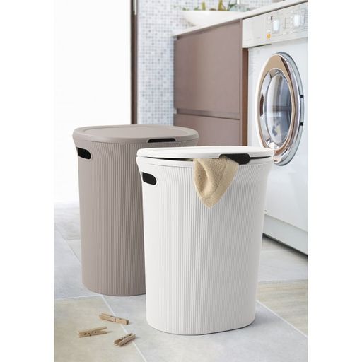 40 Liter Ribbed Laundry Hamper White