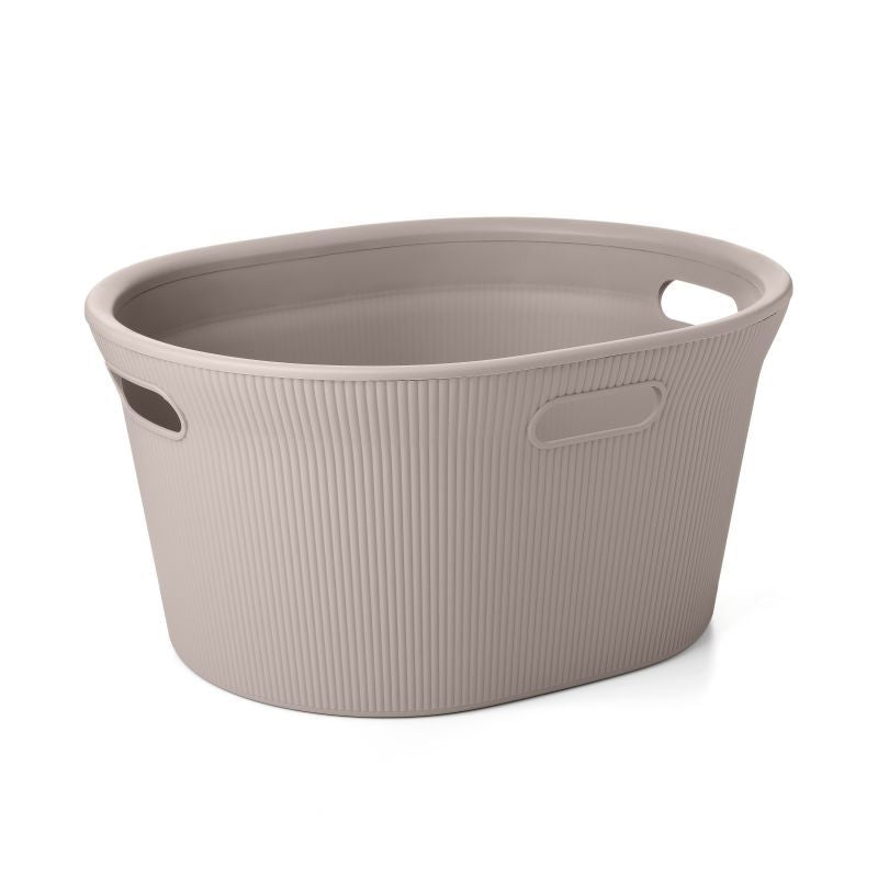 35 Liter Ribbed Laundry Basket Taupe