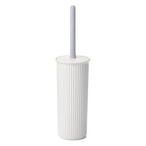 Ribbed Toilet Bowl Brush and Holder White