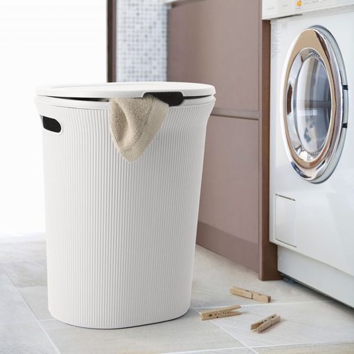 40 Liter Ribbed Laundry Hamper White