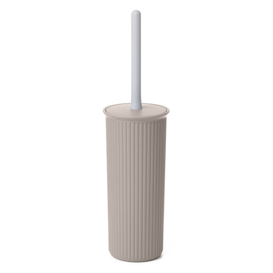 Ribbed Toilet Bowl Brush and Holder Taupe