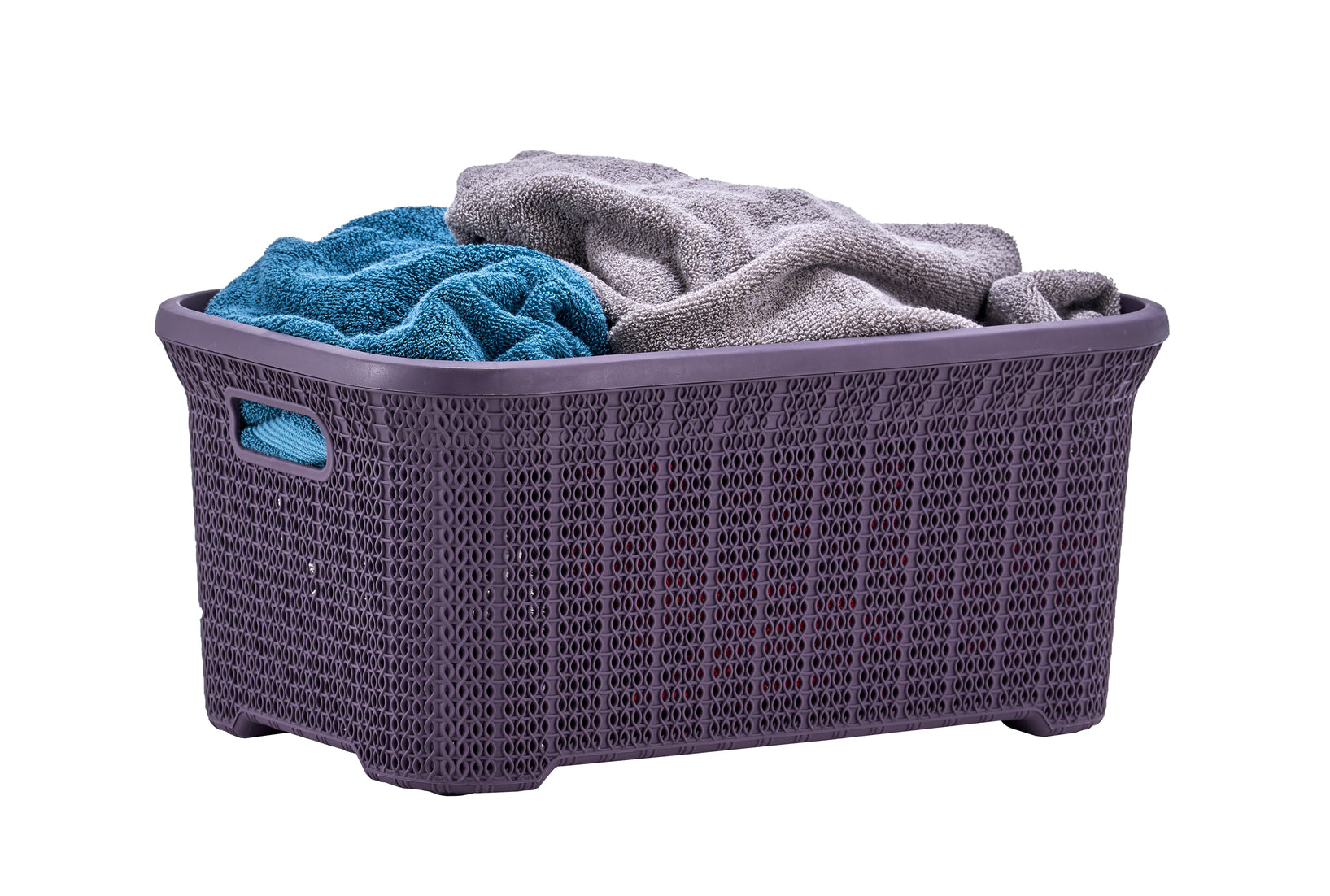 40-liter Knit Style Laundry Basket with Cutout Handles.