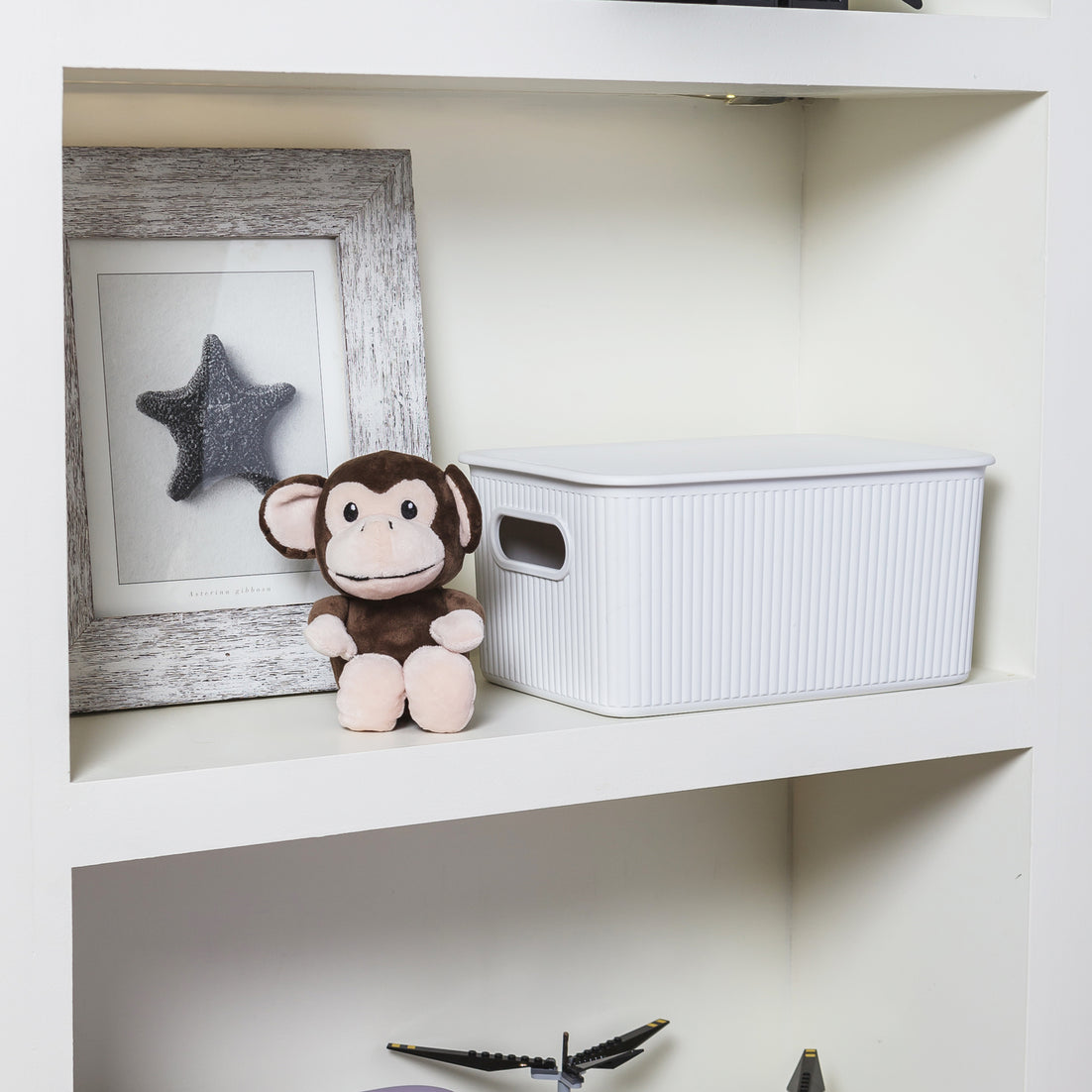 Set of 3 Ribbed Storage Bin White