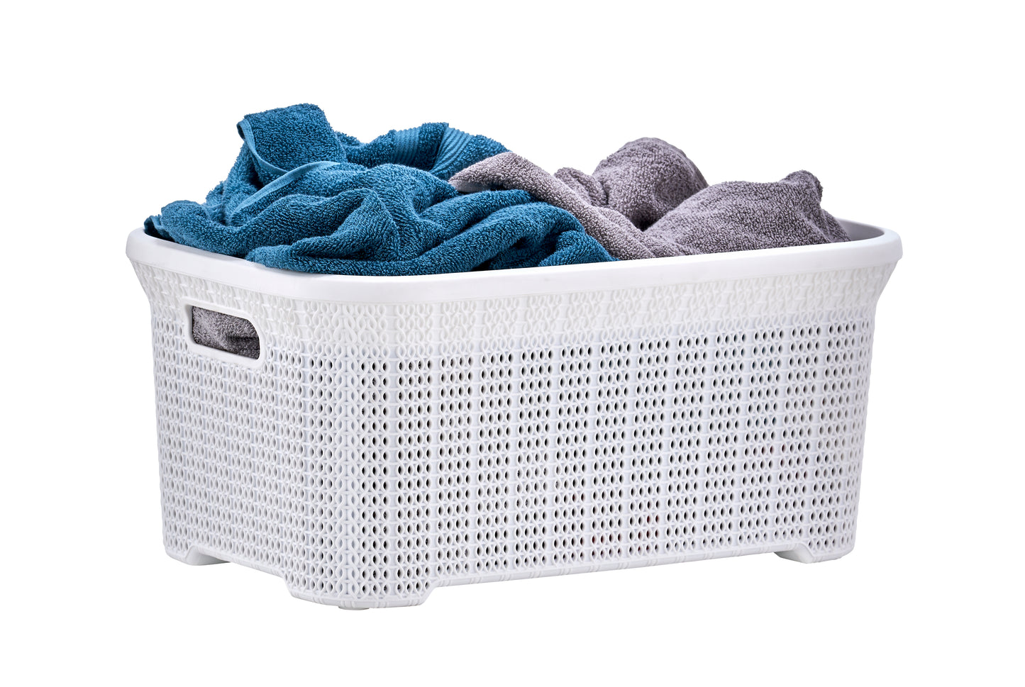 40-liter Knit Style Laundry Basket with Cutout Handles.